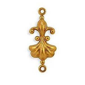 May include: Gold-toned metal connector with a decorative fleur-de-lis design. The connector has two jump rings on either end.