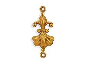 Fleur de Lis Connector Stampings, Fleur Two Loops Jewelry Findings ( 8 )