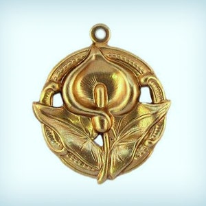 Art Nouveau Calla Lily Brass Charms Jewelry Findings, 25mm USA Made (4)