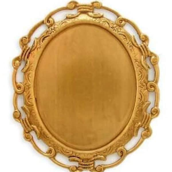 Cameo Oval Bezel 40x30mm, Victorian Filigree Oval Cabochon Setting, American Made ( 1 )*