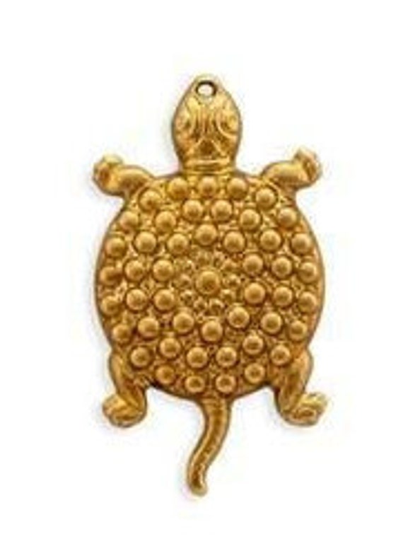Turtle Brass Stamping Charm Embossed Small Turtle Finding - Etsy