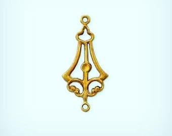 Victorian Drop Earring Connector Etched Brass Stampings USA Made ( 6 )