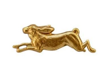 Large Oxidized Brass Plated Running Rabbit Stamping 1 BOFFA14065 