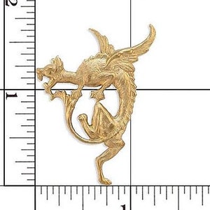 Dragon Brass Stamping Embellishment, Flying Dragon Stamping Finding, USA Made 1 Left image 2