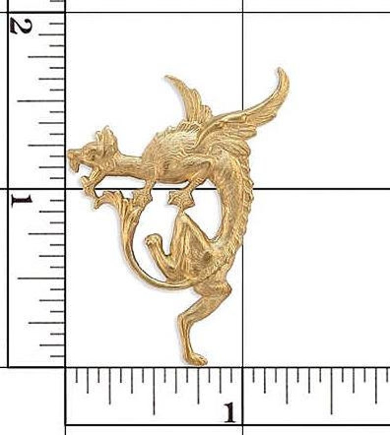 Dragon Brass Stamping Embellishment, Flying Dragon Stamping Finding, USA Made 1 Left image 2