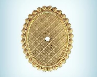 Oval 25x18mm Bezel Brass Setting, Cameo Oval Raw Brass Settings USA Made ( 2 )