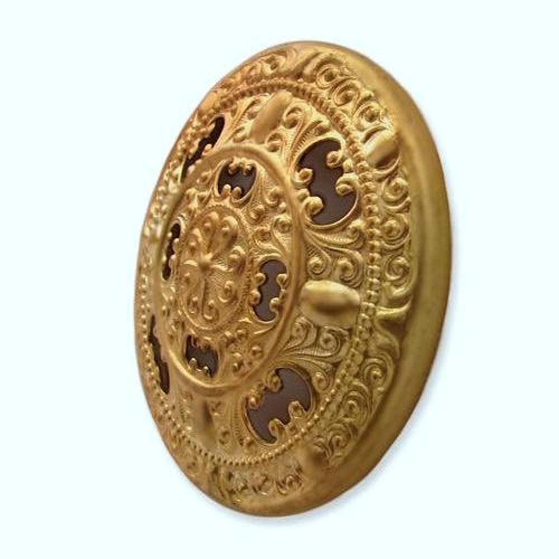 Brass Stamping Domed Medallion Round Shield Embossed Stamping Etsy
