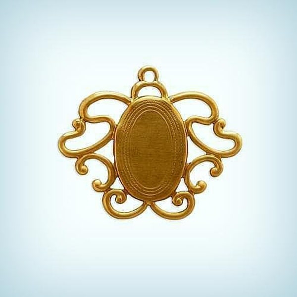 Art Nouveau Oval Pendant Setting, Oval Cabochon Setting, Jewelry Findings USA Made ( 1 )*