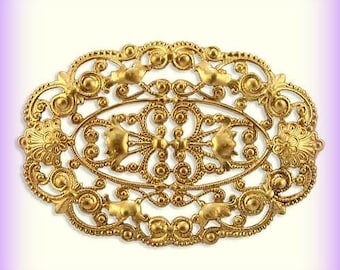 Haskell Oval Filigree Brass Stamping Scalloped Edges 73mm USA Made ( 1 )