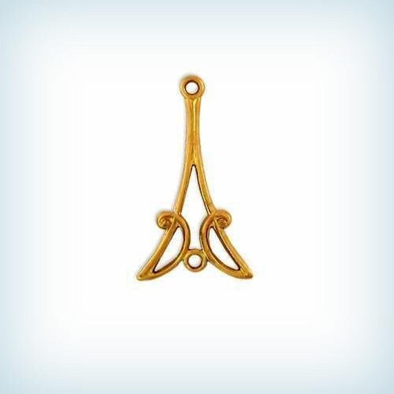 Deco Brass Stamping Earring Connectors, Earring Jewelry Findings USA Made ( 4  )