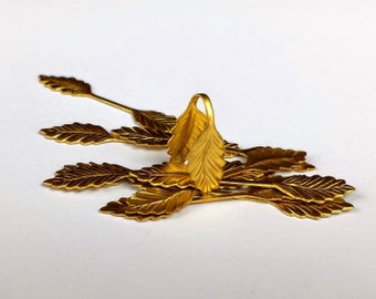 Glue on Leaf Bail Jewelry Findings, Fold Over Brass Bail Findings, 35x7 mm USA Made (6 )