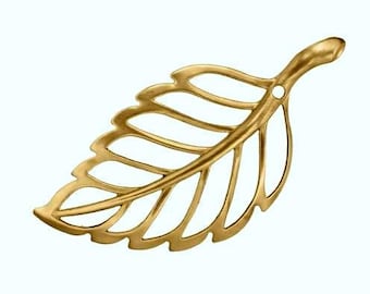 Large Cutout Leaf Filigree Pendant Finding 73mm USA Made  ( 2 )