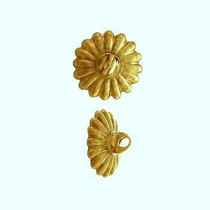 10mm Haskell Raw Brass Fluted Bead Caps with Loop, USA Made (10 pcs)