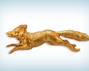 Fox Raw Brass Stamping, Running Fox Embellishment (47mm) USA Made (1)