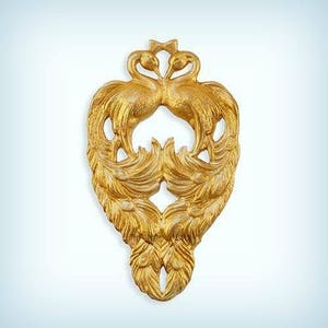Art Nouveau Double Peacock Brass Stamping Finding (1 ) USA Made