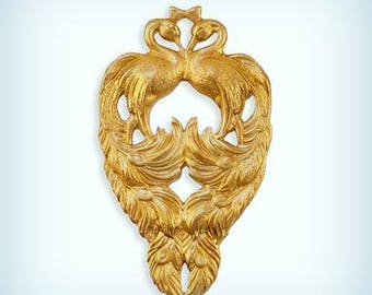 Art Nouveau Double Peacock Brass Stamping Finding (1 ) USA Made