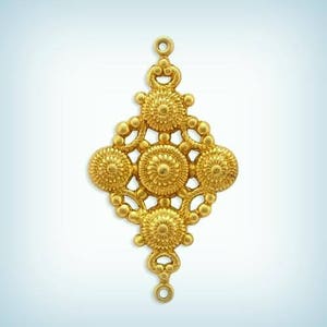 Filigree Diamond Shape Jewelry Connectors, Brass Stamping Embossed Pendant Findings (4 )