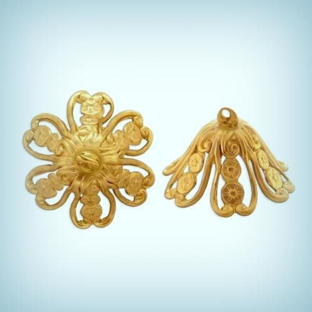 Glue on Tassel Bead Cap, Filigree Brass Bead Glue on Caps, 20mm 4 Etsy