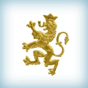 Crowned Lion Raw Brass Stamping Embellishments, USA Made  (2 )