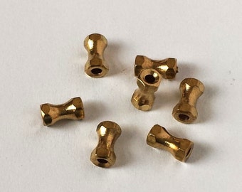 Vintage Solid Brass Barbell Beads, Steampunk Industrial Spacers (12 pcs) USA Made