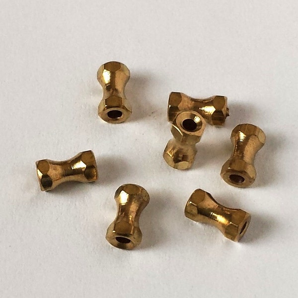 Vintage Barbell Brass Beads, Industrial Solid Brass Beads (18 pcs )