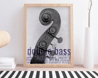 Double Bass. Wall decor art. Poster. Illustration. Digital print. Music. Musical instrument.