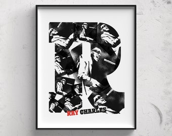 Ray Charles. Poster. Poster. Art. Digital printing. Illustration. Music. Digital download.