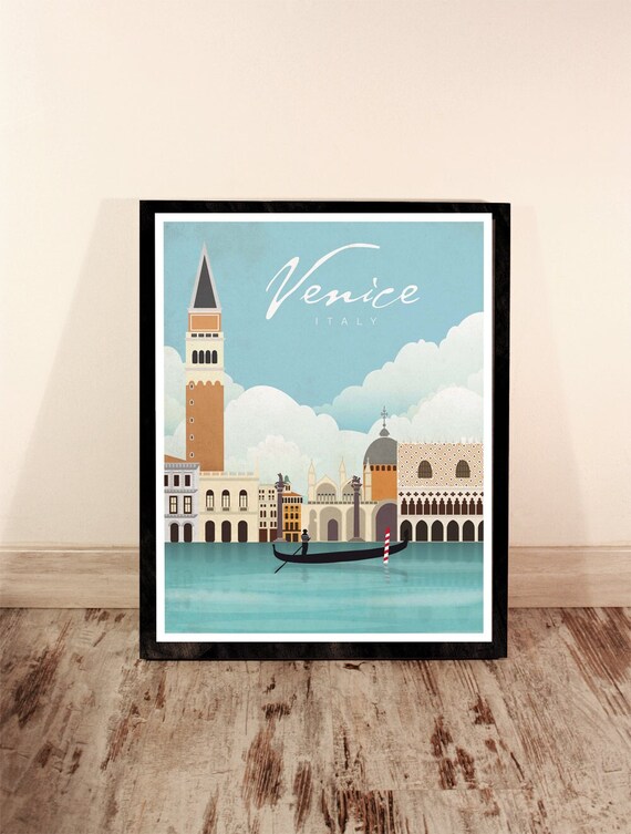 Venice. Italy. Vintage poster. Wall decor art. Illustration. Digital print. City. Travel.