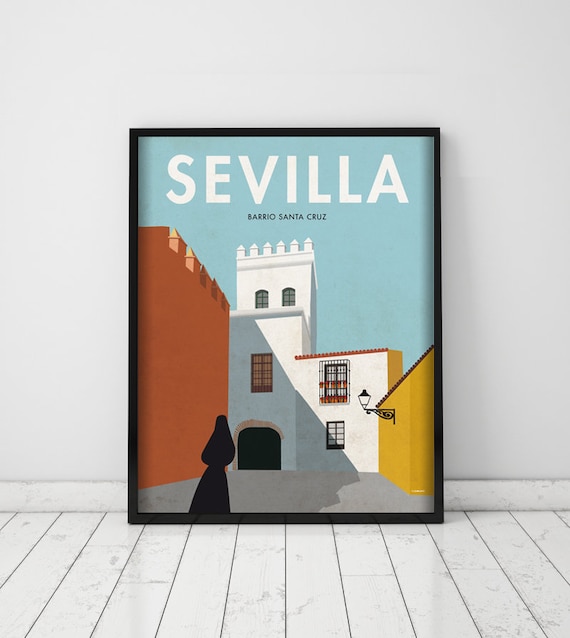 Seville. Spain. Wall decor art. Poster. Illustration. Digital print. Cities. Travel.