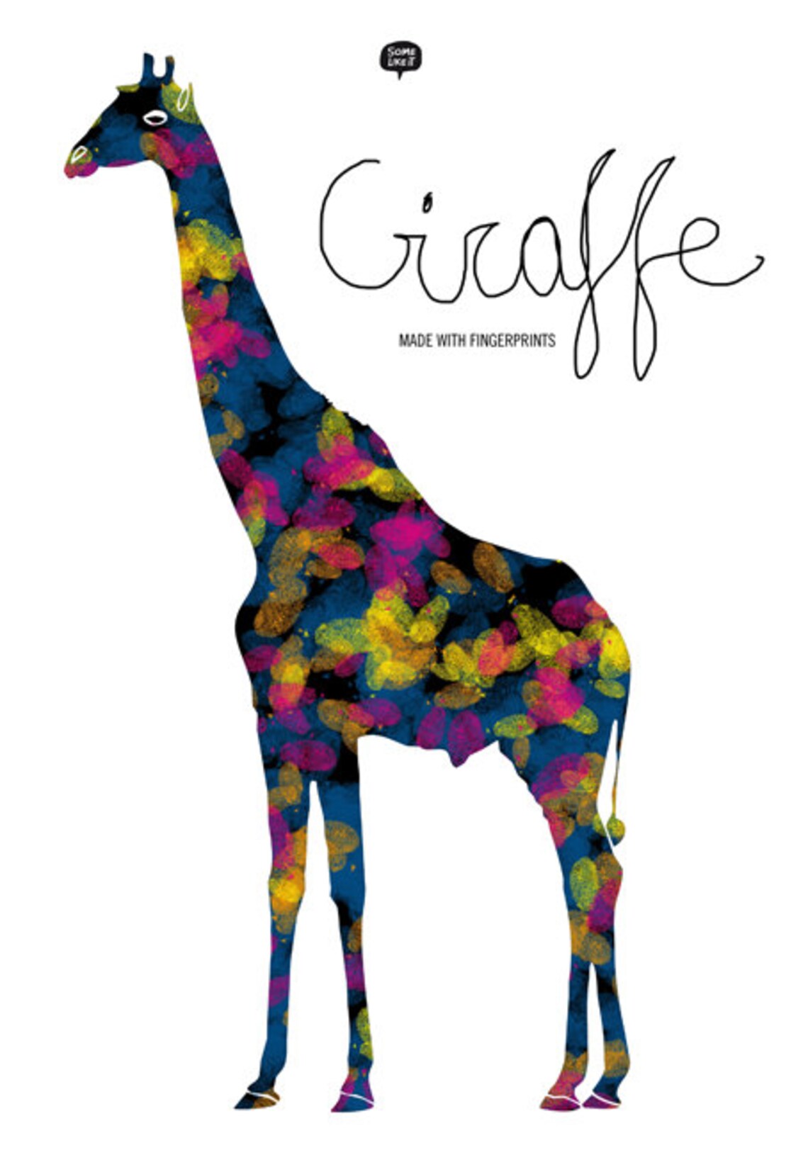 Wall Art Decor. Picture Giraffe. Fingerprint. Illustration. | Etsy