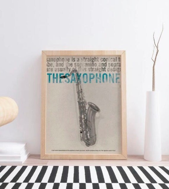 The Saxophone. Wall decor art. Poster. Illustration. Digital print. Music. Musical instrument.