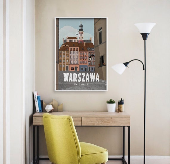 Warsaw. Poland. City poster. Wall decor art. Illustration. Digital print. City. Travel.