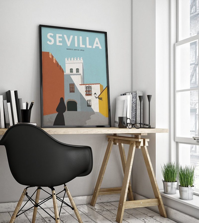 Seville. Spain. Wall decor art. Poster. Illustration. Digital Etsy