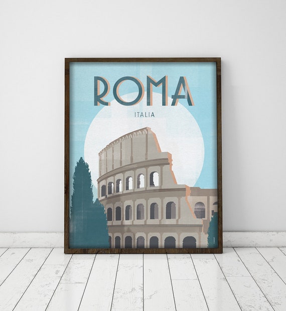 Rome. Italy. Poster. Art. Digital printing. Illustration. Travels. Cities. Coliseum. Wall decoration.