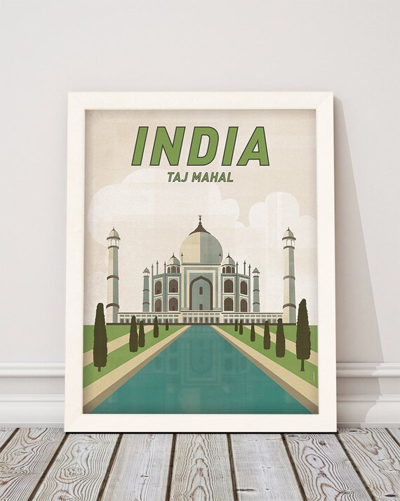 Taj Mahal. India. Wall decor art. Poster. Illustration. Cities. Travel.