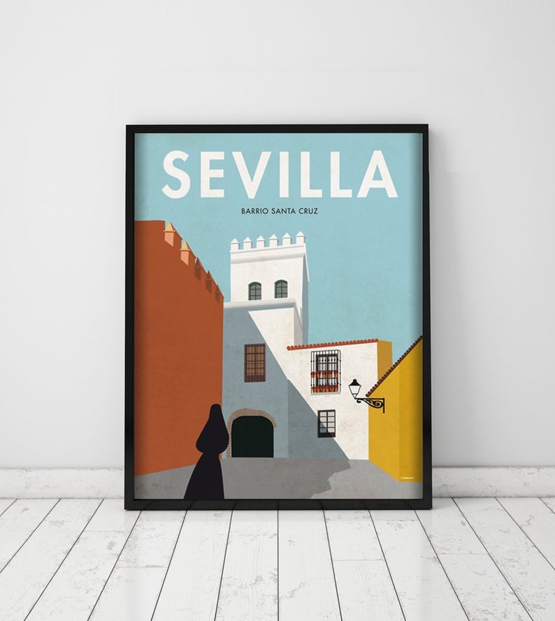 Seville. Spain. Wall decor art. Poster. Illustration. Digital Etsy