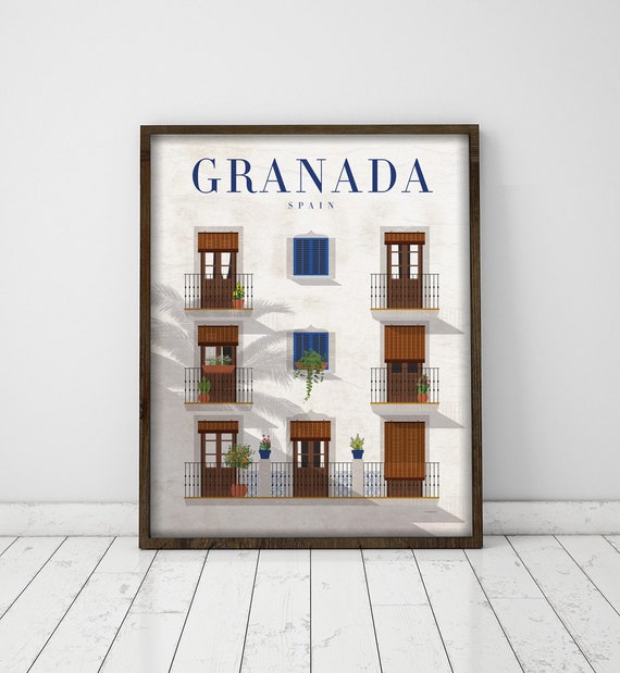 Granada. Spain. Wall decor art. Poster. Illustration. Digital print. City. Travel.