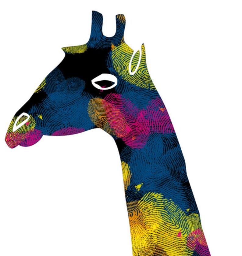 Wall Art Decor. Picture Giraffe. Fingerprint. Illustration. | Etsy