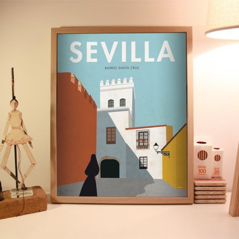 Seville. Spain. Wall decor art. Poster. Illustration. Digital Etsy