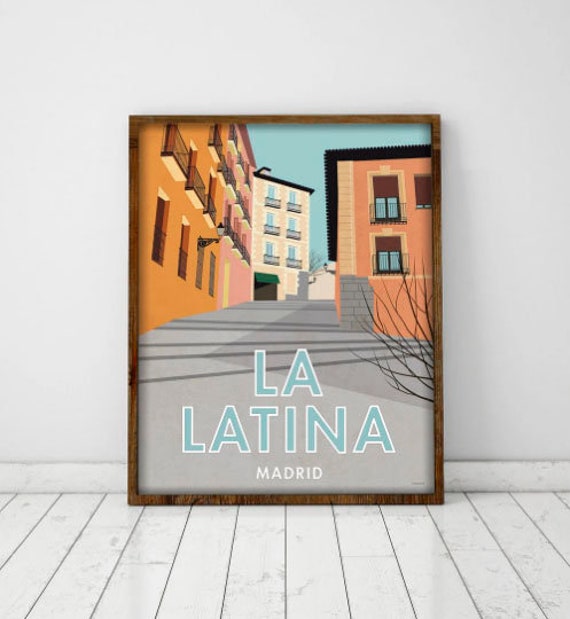 La Latina, Madrid. Spain. Wall decor art. Poster. Illustration. Digital print. City. Travel. 15,75x19,69 inch