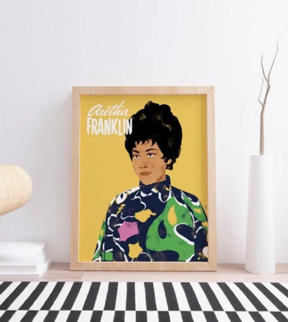 Aretha Franklin. Póster. Music. Soul. Illustration. Wall art decor.  Printable art. Digital print.  Instant digital download.