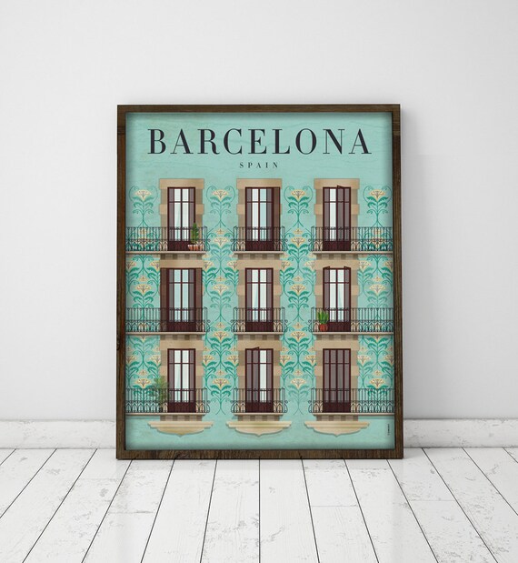 Barcelona. Spain. Affiche. Poster. Arte. Digital pronto. Illustration. Travel. City.