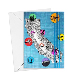 California Greeting Cards, Set of 6 with Envelopes, Thank You Notes, Blank Inside