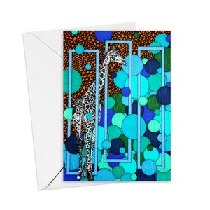 Tall Giraffe Greeting Cards, Set of 6 with Envelopes, Thank You Notes, Blank Inside
