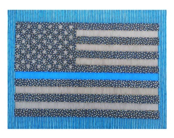 Thin Blue Line Flag Abstract Art Print