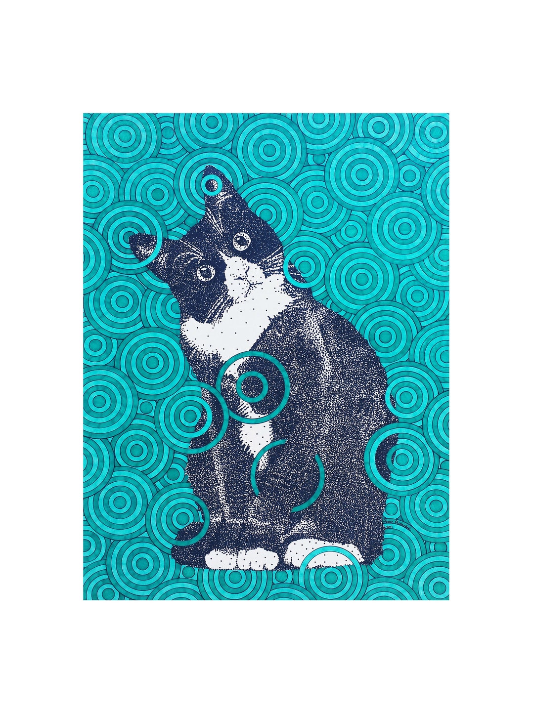 Tuxedo Cat Art Print - Etsy