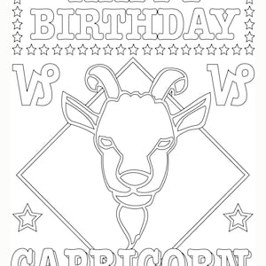 Capricorn colouring Birthday Card