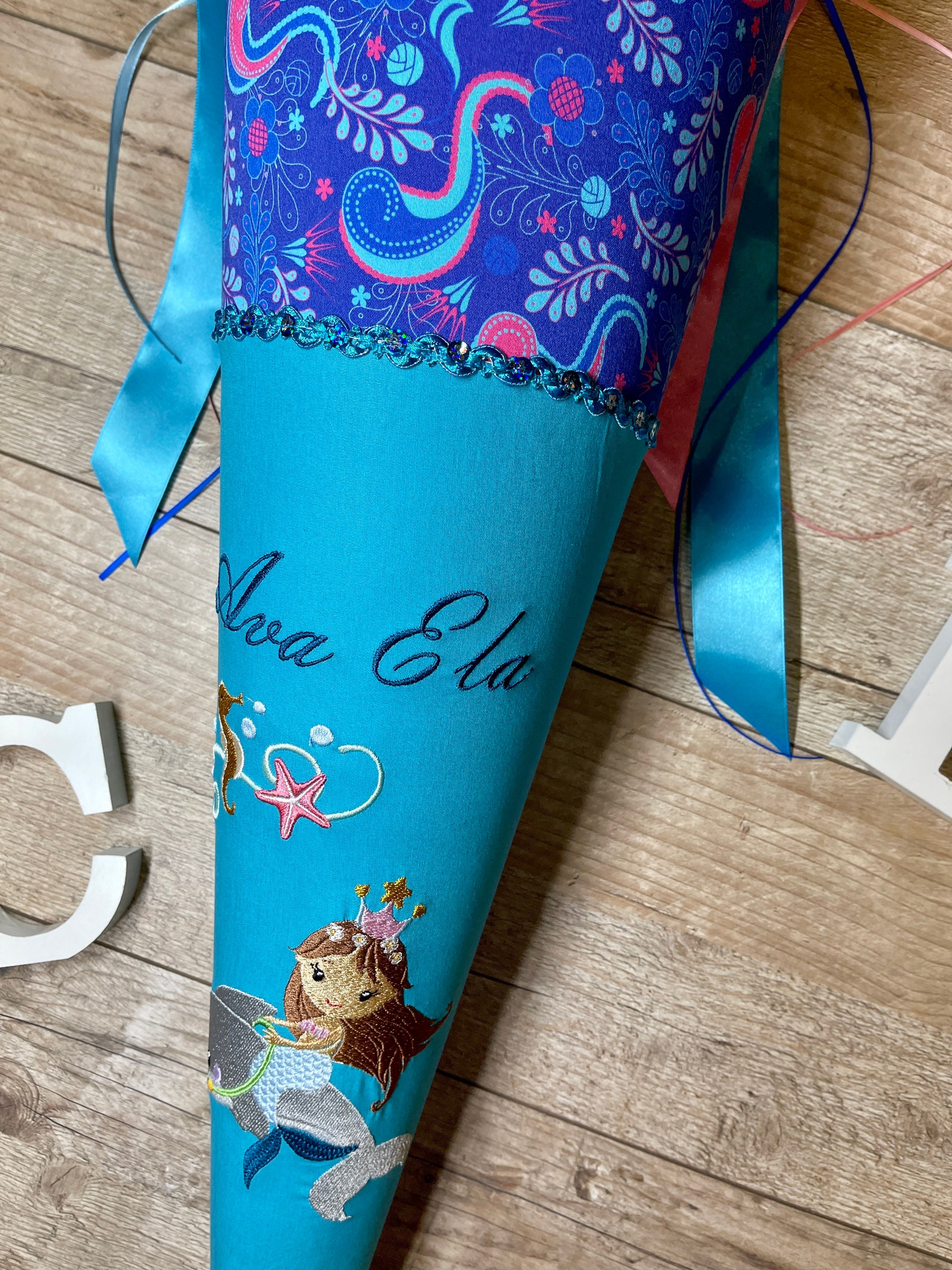 Schultüte Delfin – Zuckertüte Mit Großer Flosse, Personalisierbar, Zur Einschulung
