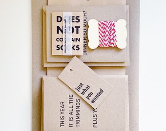 CHRISTMAS Kraft Stationery + Wrap Set with festive greetings cards, gift tags, stickers, gift bags and twine