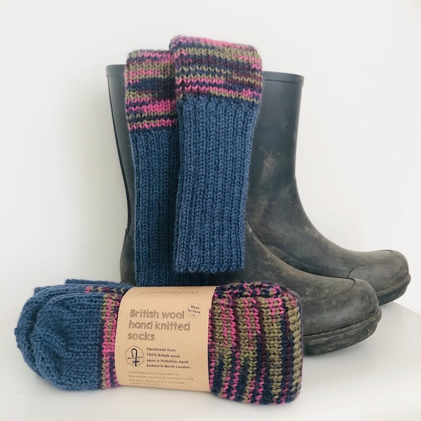 BRITISH WOOL SOCKS hand knitted socks, ladies one size, 100% British wool